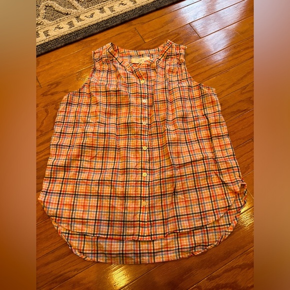 Loft Plaid Sleeveless Button up Top Womens Size Small - Picture 1 of 4